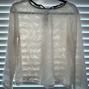 LOFT white and black accent blouse size S